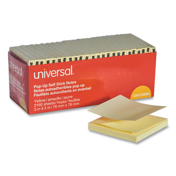 Universal® Fan-folded Self-stick Pop-up Note Pads, 3" X 3", Yellow, 90-sheet, 24-pack freeshipping - TVN Wholesale